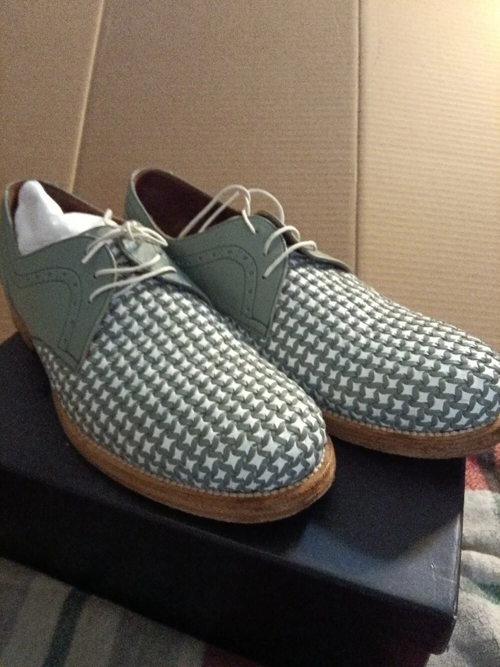 SALVATORE Ferragamo Dress Shoes-Light Green/Grey  Size 10.5